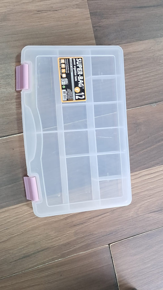 Super Bag 12 Bölmeli Şeffaf Olta Takım Kutusu Organizer