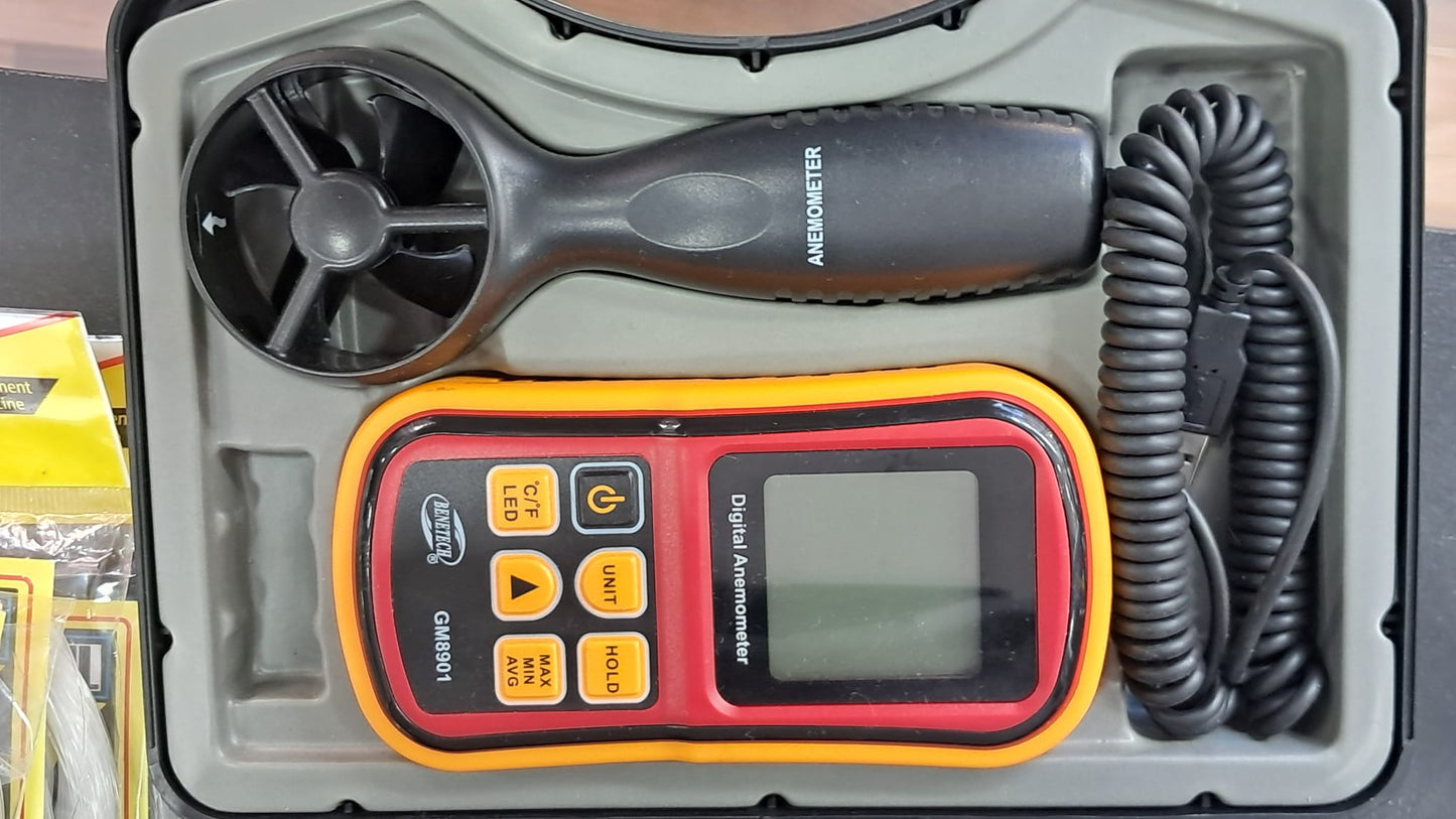 Dijital Anemometre Rüzgar Ölçer Hava Hızı Ölçüm Cihazı LCD Ekranlı