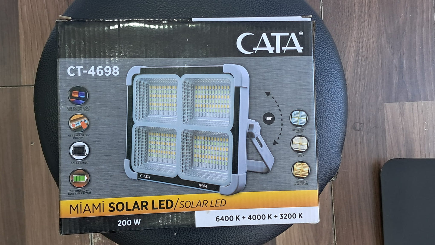 Cata CT-4698 Miami Solar LED Projektör 200W Güneş Enerjili